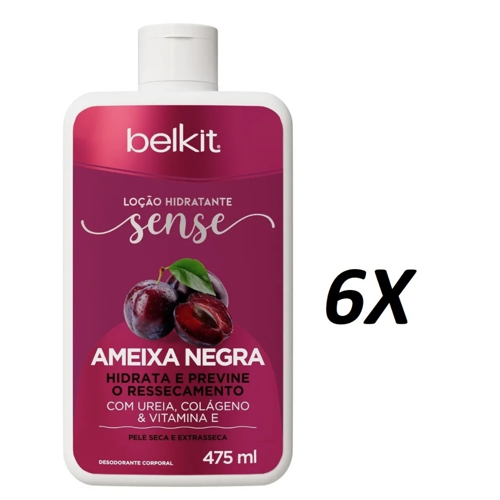 Kit 6 Hidratante Corporal Ameixa Negra 475ml BELKIT | Loção Hidratante para pele seca e ressacada