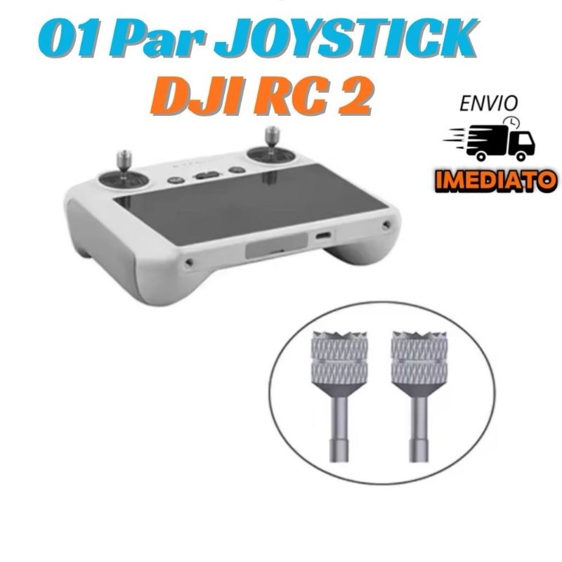 02 Peças Joystick para Controles DJI RC, RC 2, RC 2 PRO Antiderrapante em liga de alumínio acessório para Drones