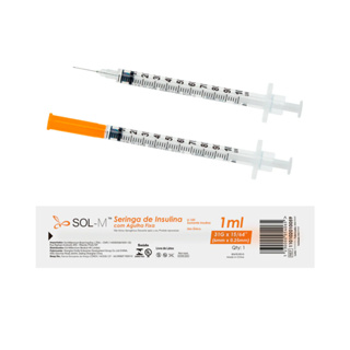 Seringa Insulina 1ml agulha fixa 6 X 0,25mm Sol-M subcutânea sem espaço morto em Oferta na Shopee