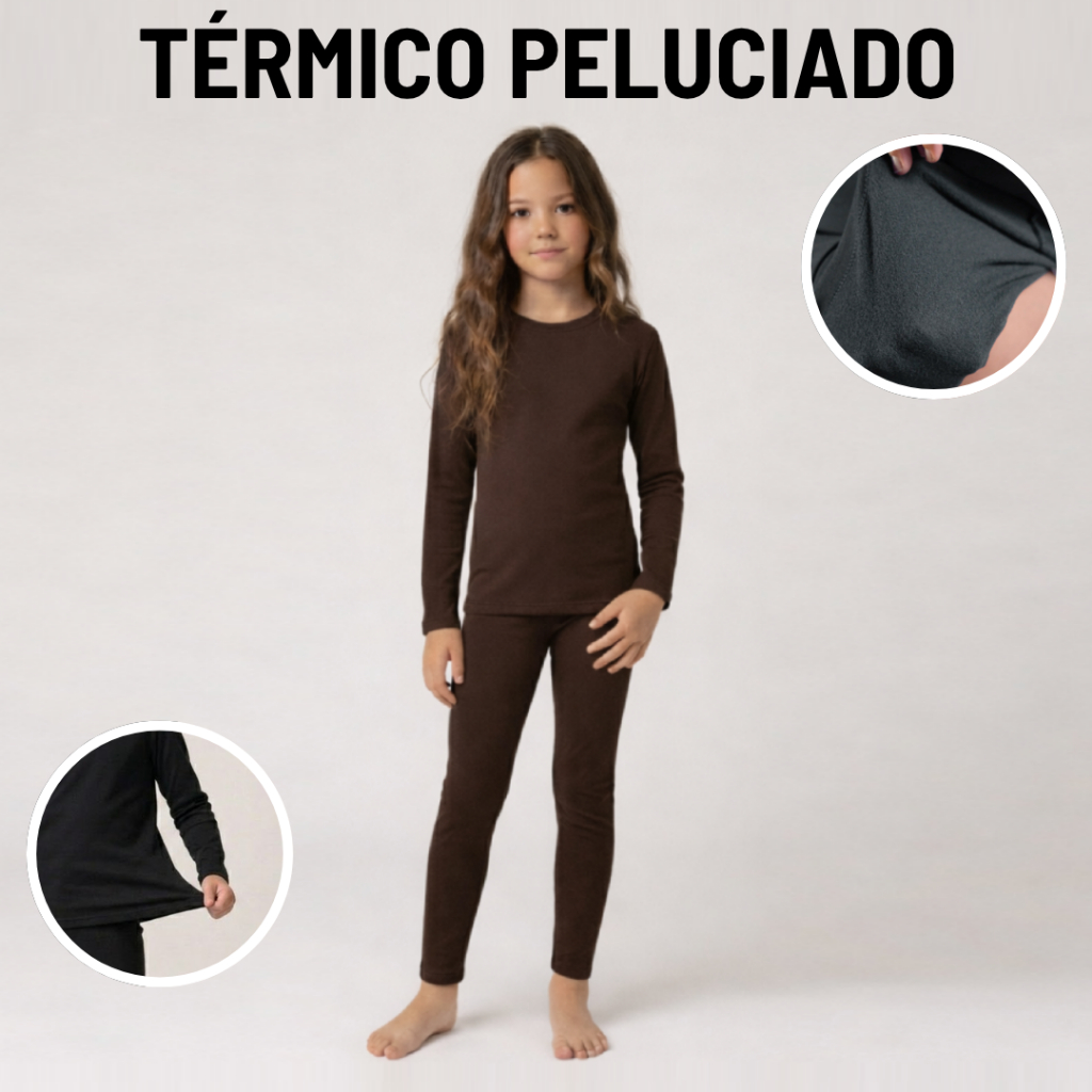 Conjunto Térmico Peluciado Infantil Juvenil Menina Menino unissex Segunda Pele Flanelado