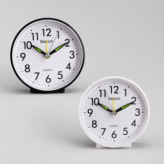 Relogio Despertador Redondo de Mesa Simples Minimalista Presente Branco Preto Alarme Tic Tac em Oferta na Shopee