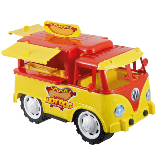 Carrinho Kombi de Brinquedo Kombica Hot Dog Food Truck | Grande 30cm | Portas que Abrem | QUEEN SHOP