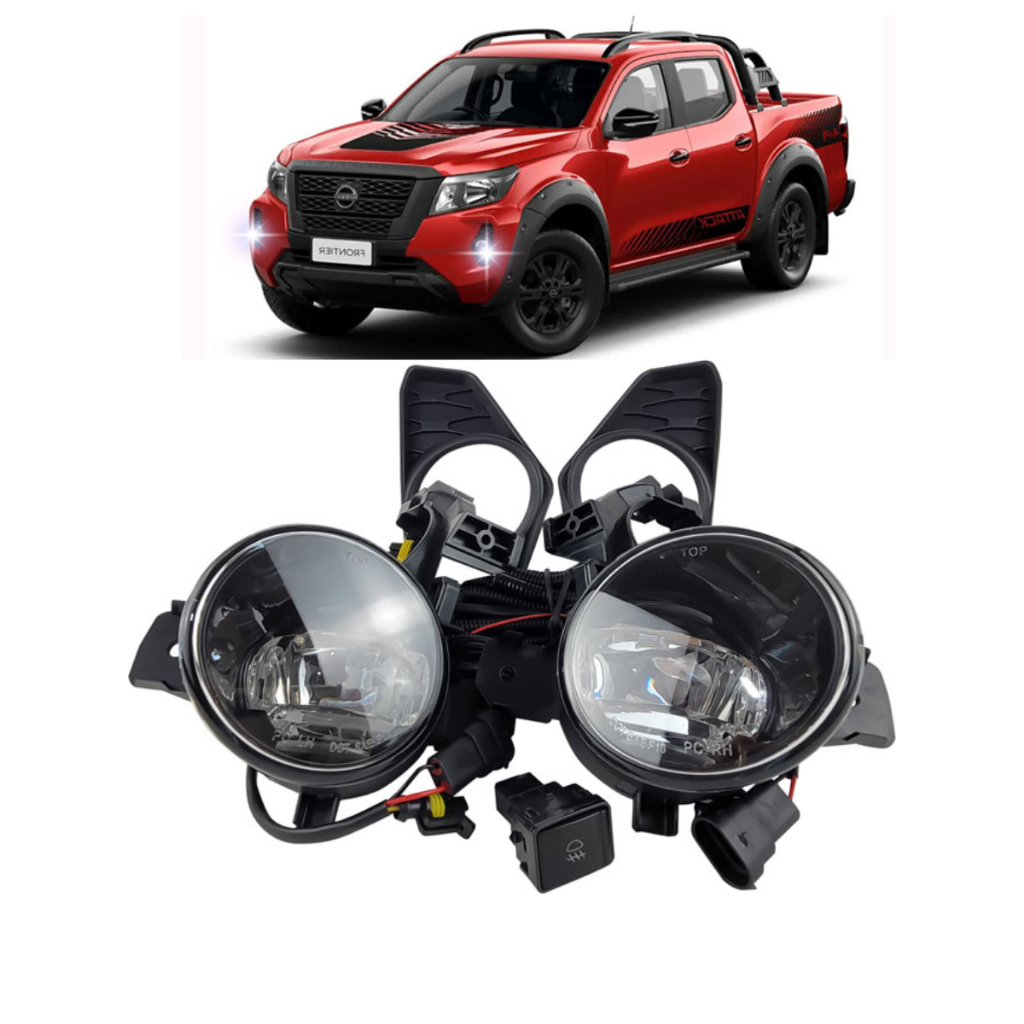KIT FAROL DE MILHA  AUXILIAR  FRONTIER 2022 2023 2024 COM LED EMBUTIDO +BOTAO MODELO ORIGINAL
