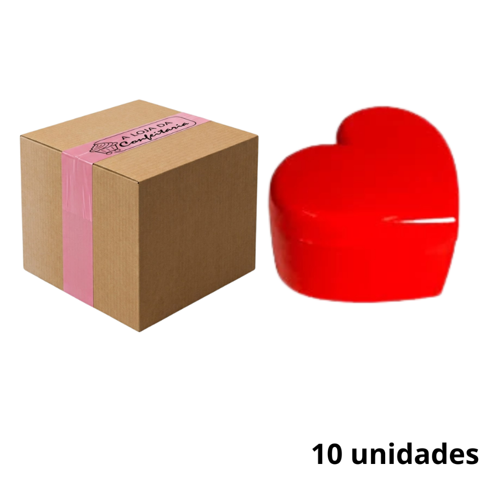 10un Cake Box Coração Tampa Alta 750ML Para Sobremesas Bolos Pavê Tortas Vermelho Sólido Blue Star
