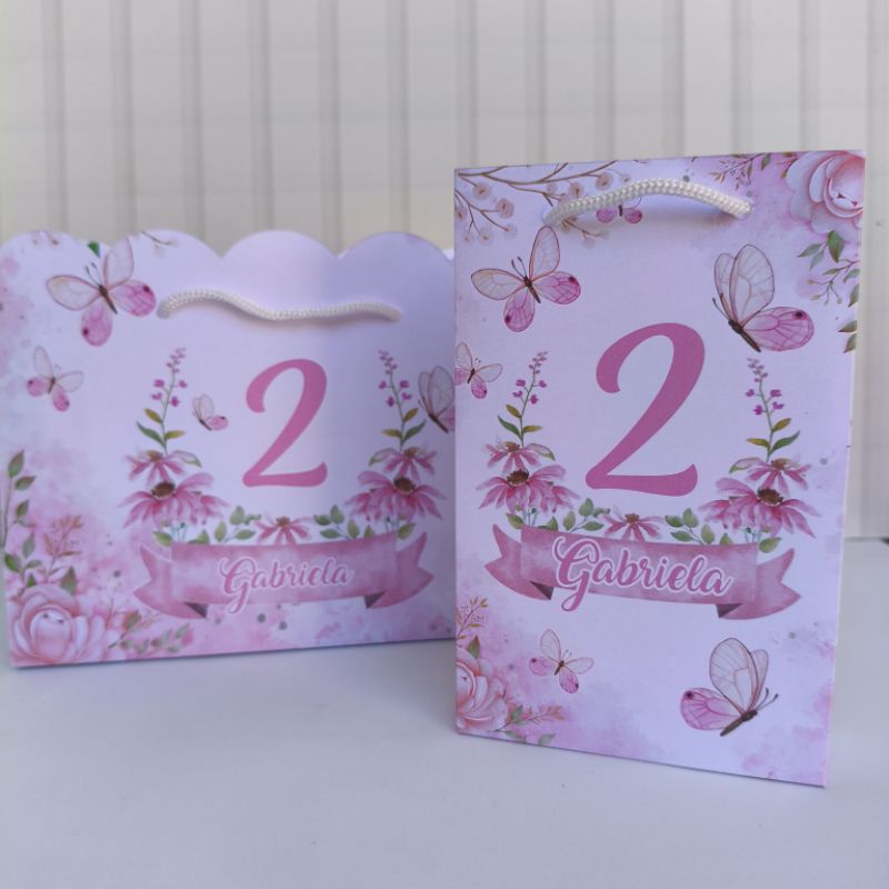 Sacolinha Jardim Encantado Borboleta Lembrancinha para Festa de Aniversário Sacolas