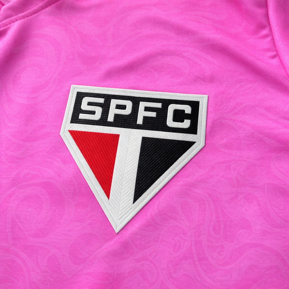 Camisa São Paulo Feminina Mulher Rosa Tricolor SPFC com Escudo Emborrachado Oficial