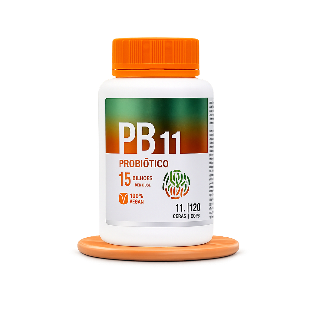 PB11 Probiótico 120 Cápsulas - 11 cepas e 15 bilhões de UFC de lactobacillus - 120 Cápsulas