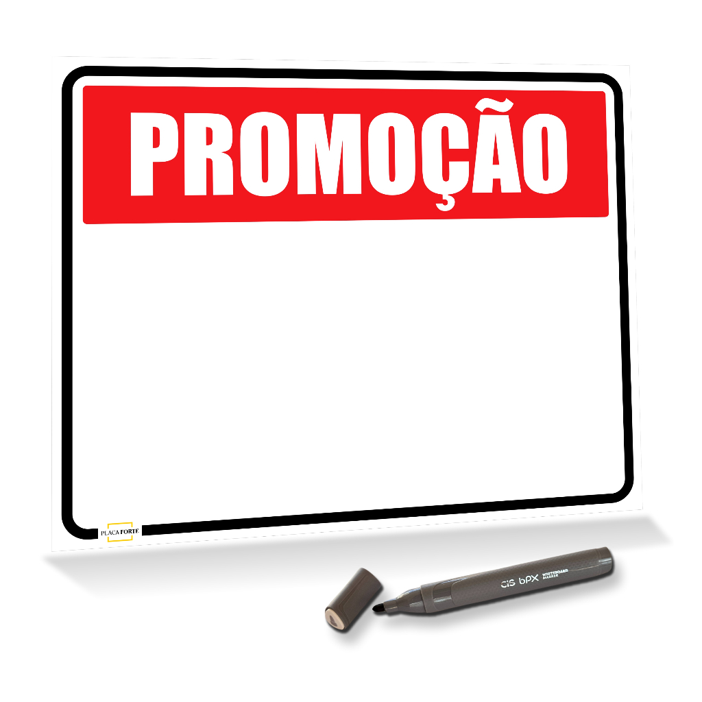Placa Promoção + Caneta Editável Mercado Açougue Padaria Comércio 40x32cm
