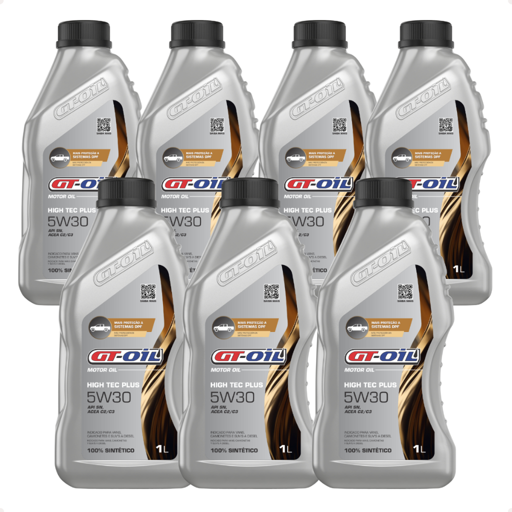 Kit 7 Óleo Motor Gt Oil High Tec Plus 5w30 Sintético Diesel
