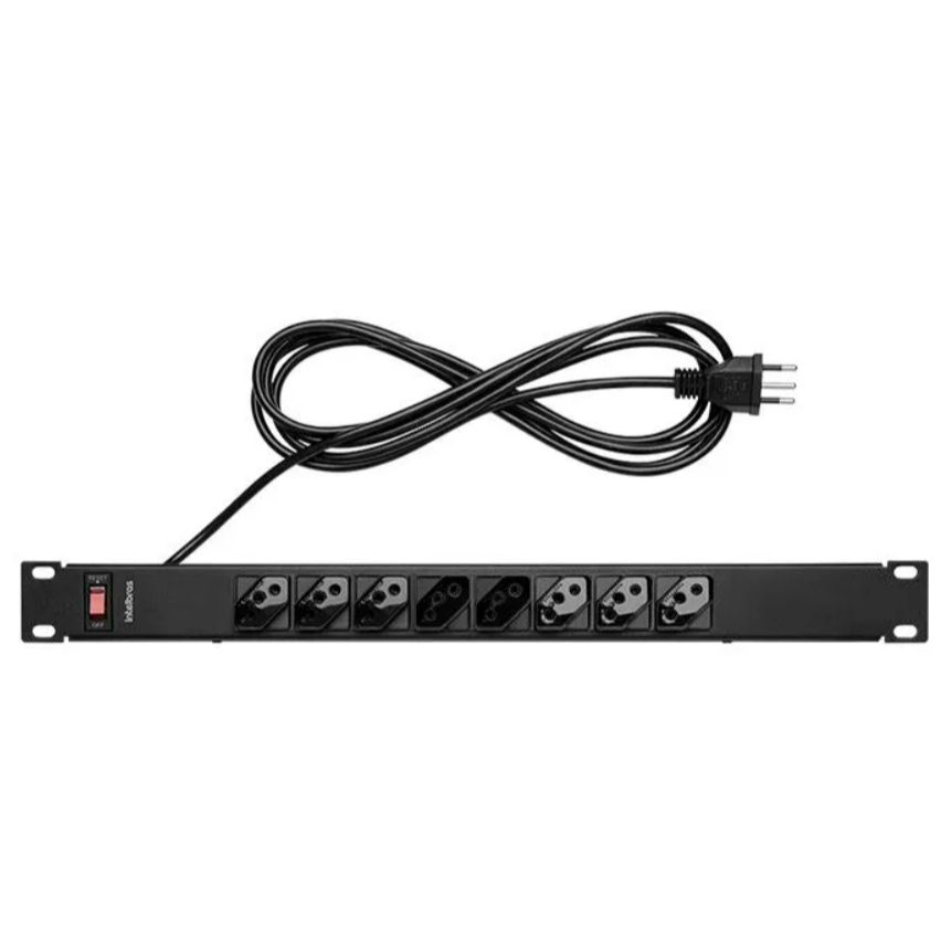 Protetor Eletrônico 8 Tomadas EPR 208+ Intelbras Filtro de Linha Para Rack