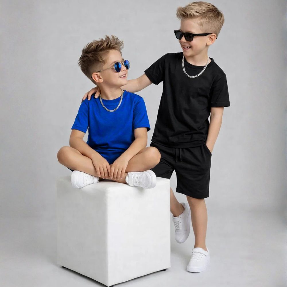Conjunto Infantil Masculino Básico Estiloso Camiseta + Bermuda Menino