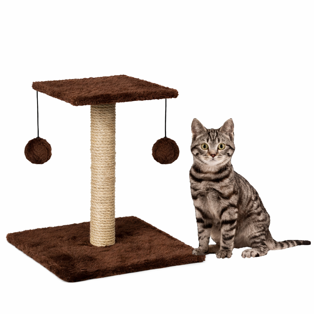 Arranhador Poste para Gatos com Brinquedos – Sisal Natural e Design Moderno