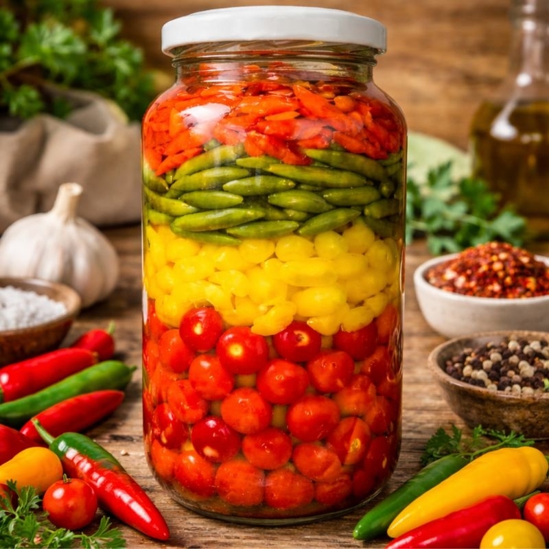Pimenta Mista no Óleo Artesanal Mix 4 Picâncias Malagueta Cumari do Pará Bode 420 Gr