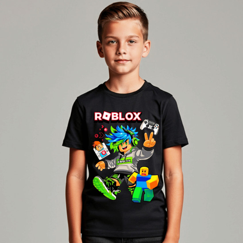 Camisa Camiseta Infantil Juvenil Menino Menina Tamanho 02 ao 16 Roblox Fone Desenho
