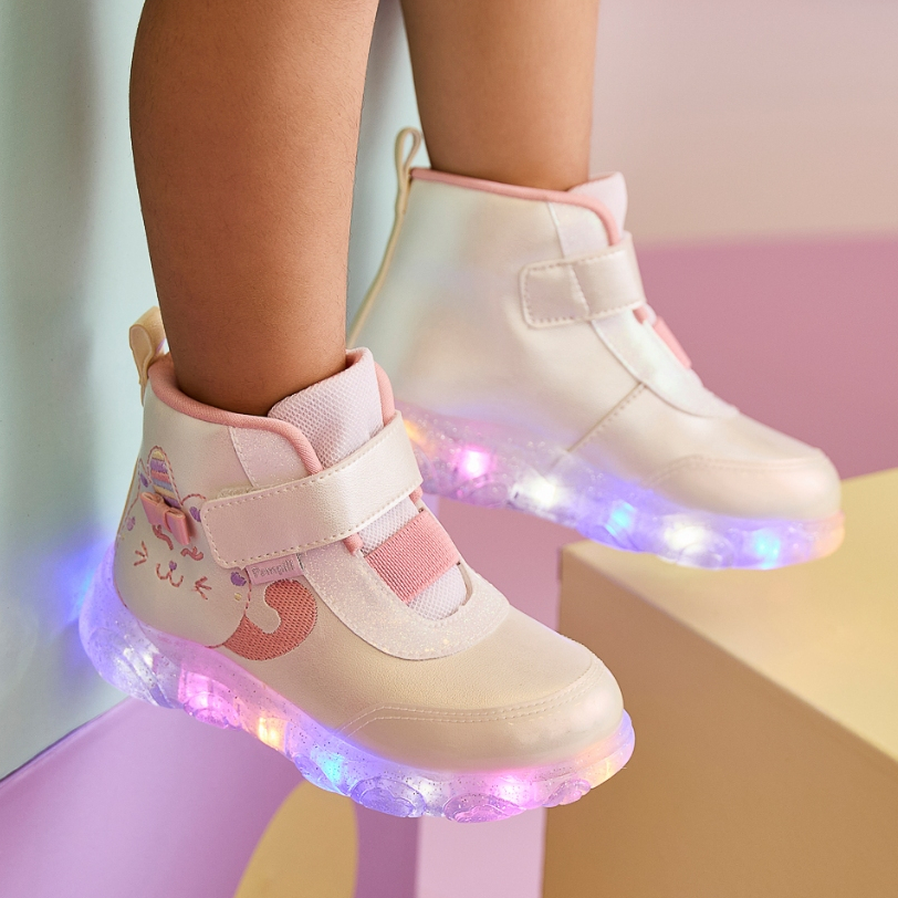 Tênis de Led Infantil Menina Gato Unicórnio Cintilante Pampili