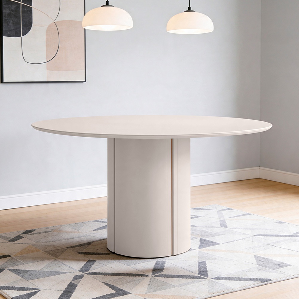 Mesa de Jantar 6 Lugares Redonda 135cm Verbena N01 Off White - Lyam Decor