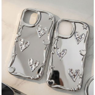 Capa de Celular 3D Coração e Fundo espelhado - 2 capinhas