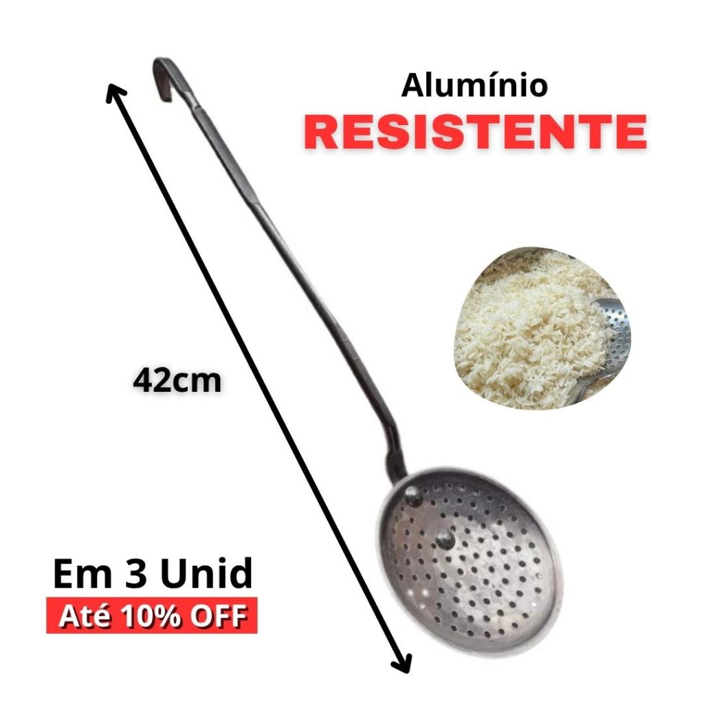 Espumadeira para Arroz 42 cm Alumínio Profissional Talher para Cozinha Industrial