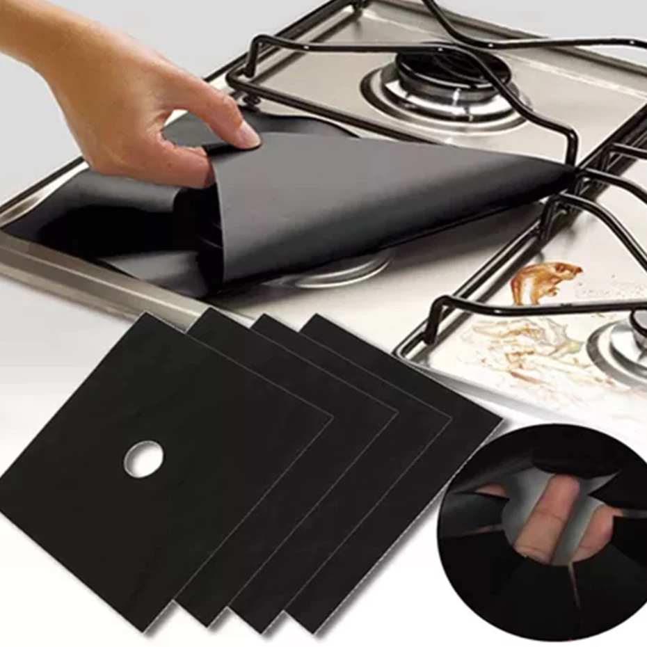 Kit Protetores Para Fogão 2/4/8 Anti Aderente Reutilizável Laváveis Para Uso Na Cozinha Com Proteção