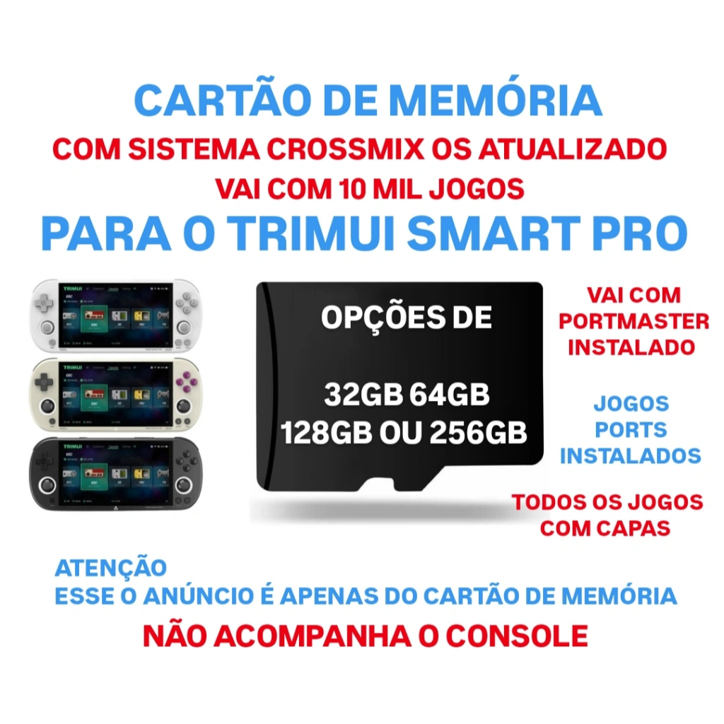 Cartão Com Jogos para TRIMUI SMART PRO (Sistema CrossMix-OS)