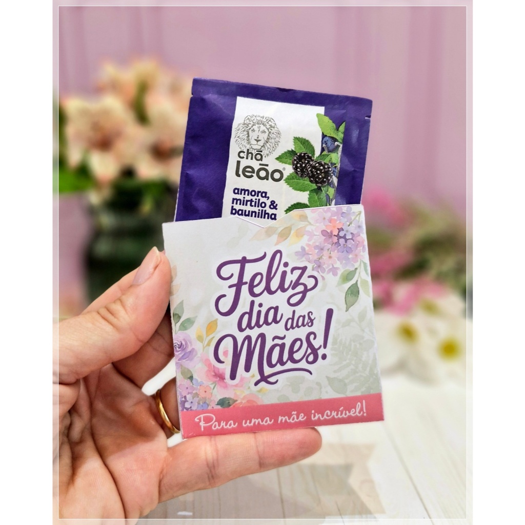 Kit 10 Embalagens para Chá Dia das Mães | Lembrancinha Delicada Floral | Porta Sachê Personalizado