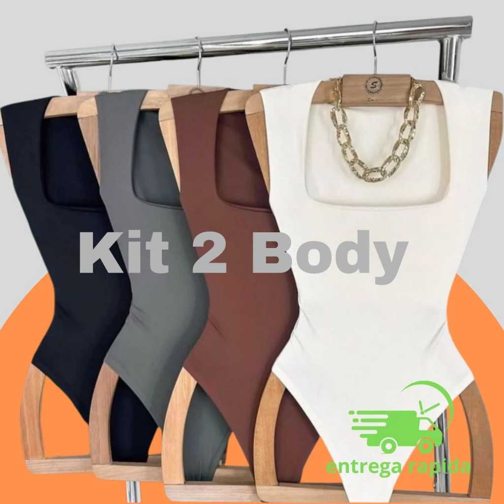 Body  Feminino Collant Regata Suplex Decote Quadrado Forrado Casual Confortável Moda Elegante