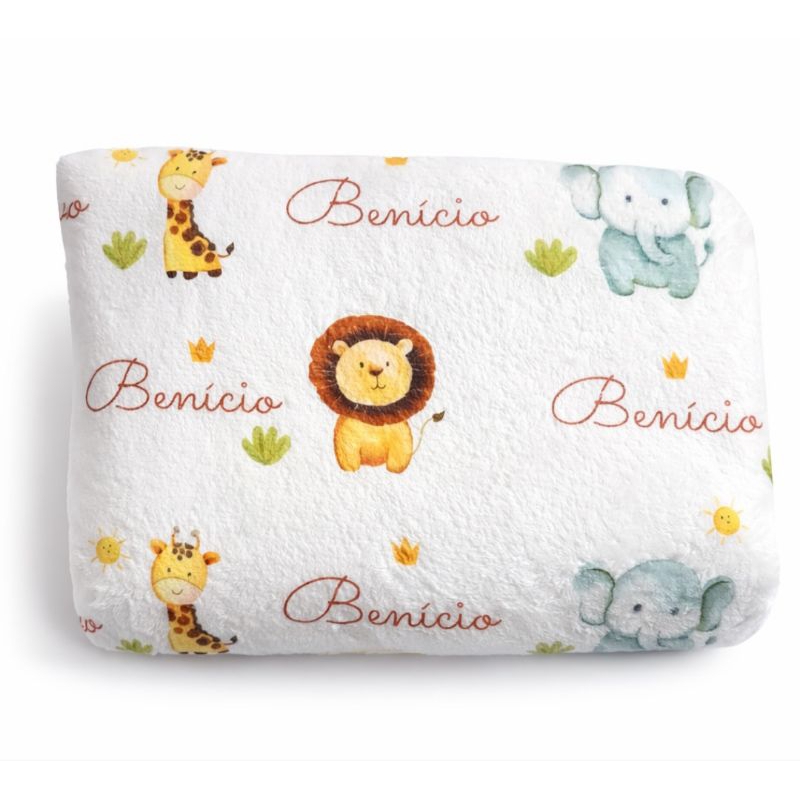Manta personalizada 90x1,10m com Nome Bebê Mantinha Infantil Menina Menino Estampa Variada ENVIAR NOME NO CHAT EM ATE 1h