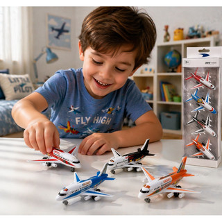 Kit 4 Aviões Comercial Fricção Brinquedo Miniatura Coloridas Infantil Coleção Aviãozinho Resistente