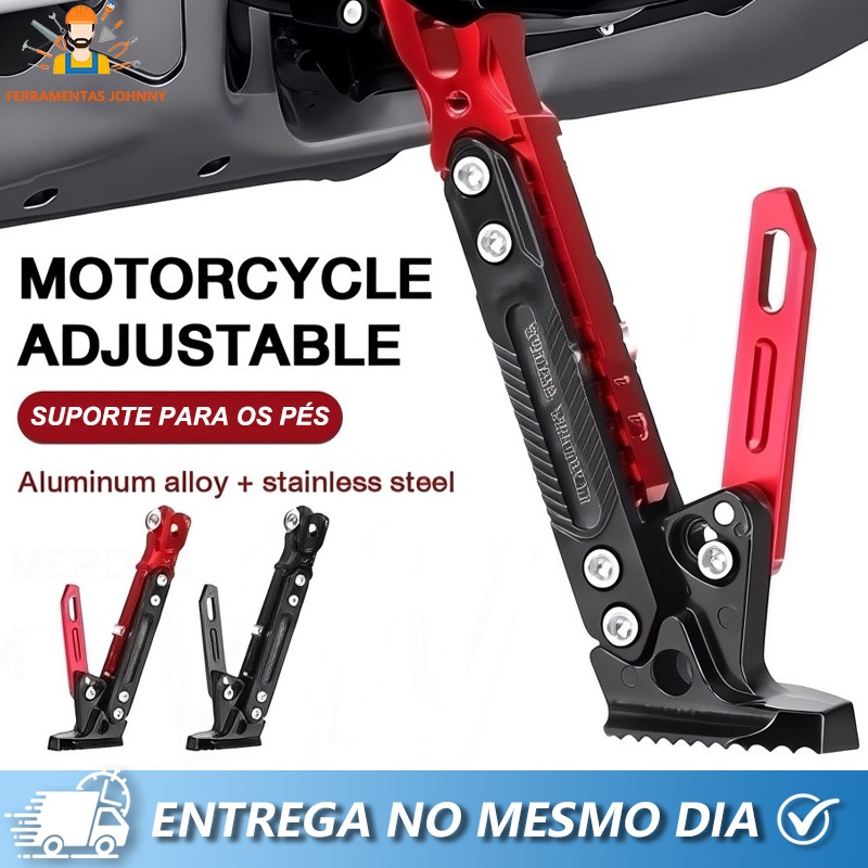 Descanso para Moto Cavalete Pezinho Regulável Universal Esportivo com Aluminio