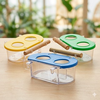 Comedouro para Passaros 2 Furos com poleiro - 3 unidades anti desperdício sementes em Oferta na Shopee