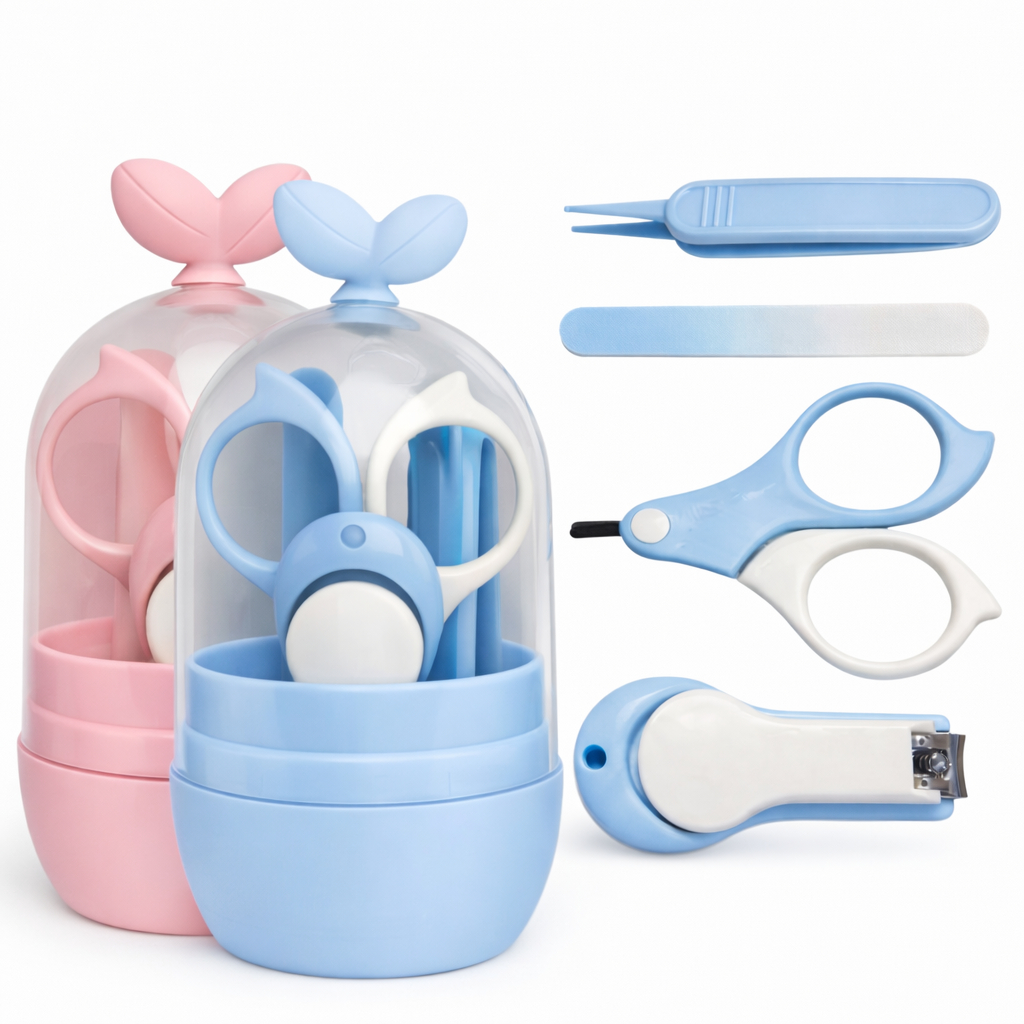 Kit Higiene Bebê Completo Recém Nascido com Tesoura Ponta Redonda Cortador de Unha Infantil Menino Menina