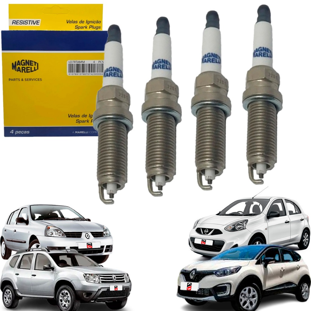 Jogo 4 Velas De Ignição Clio/ Kangoo/ Logan/ Sandero 1.0 16v