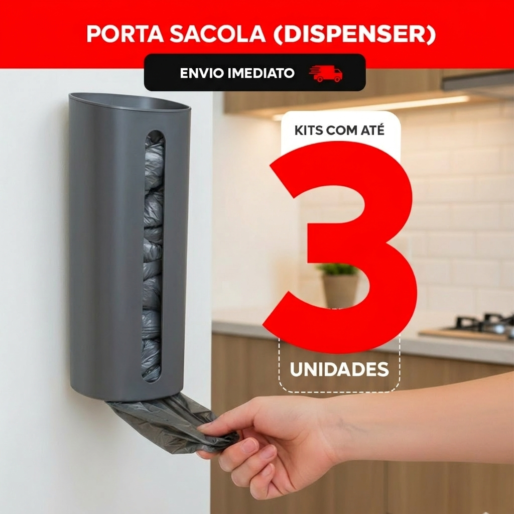 Dispenser Organiza Sacolas Puxa Sacos Lixo Parede E Cozinha