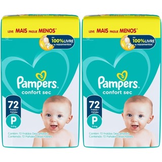 Kit 2 Pacotes Fralda Pampers Confort Sec P 72 unidades cada