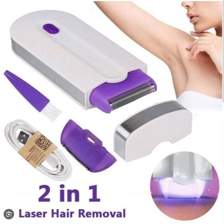 Depilador Laser Feminino Sem Dor Recarregável Portátil - Removedor de Pelos Facial e Corporal