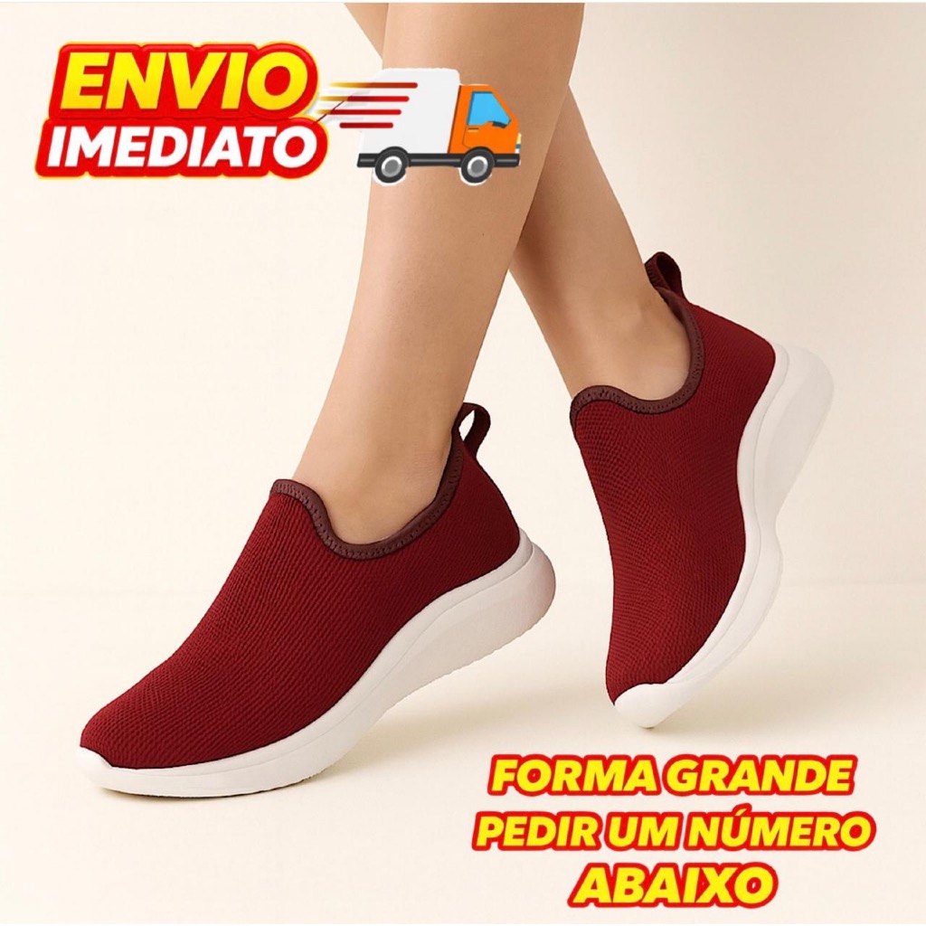Tênis Meia Feminino Ortopédico Slip On- Academia Super Leve Antiderrapante
