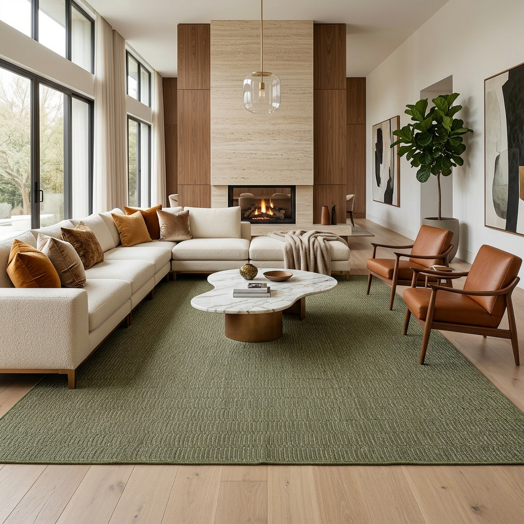 Tapete Sisal Verde 2,00X3,00 Antiderrapante Sala Moderna Resistente Decorativo
