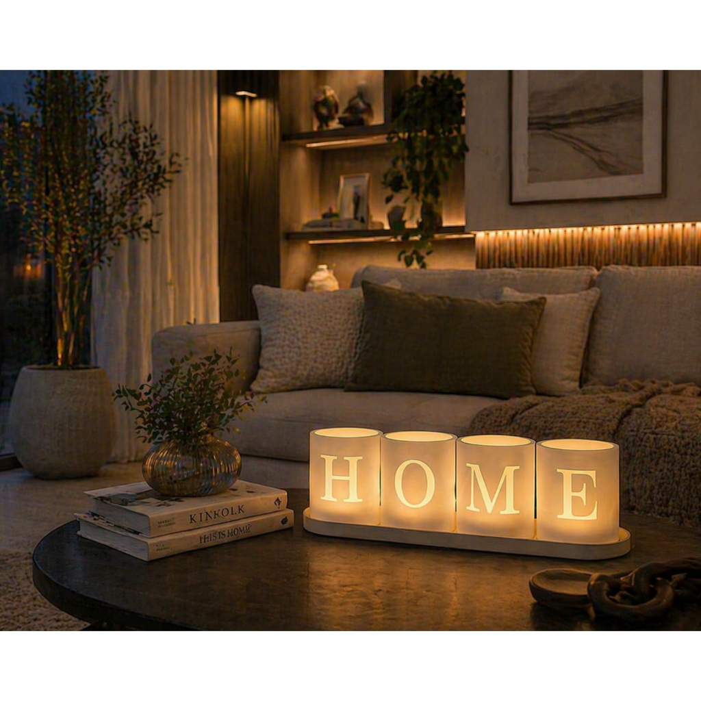 KIT Decorativo Luminária LED HOME – Moderno para Sala e Quarto Luz Ambiente Aconchegante Decoração Minimalista