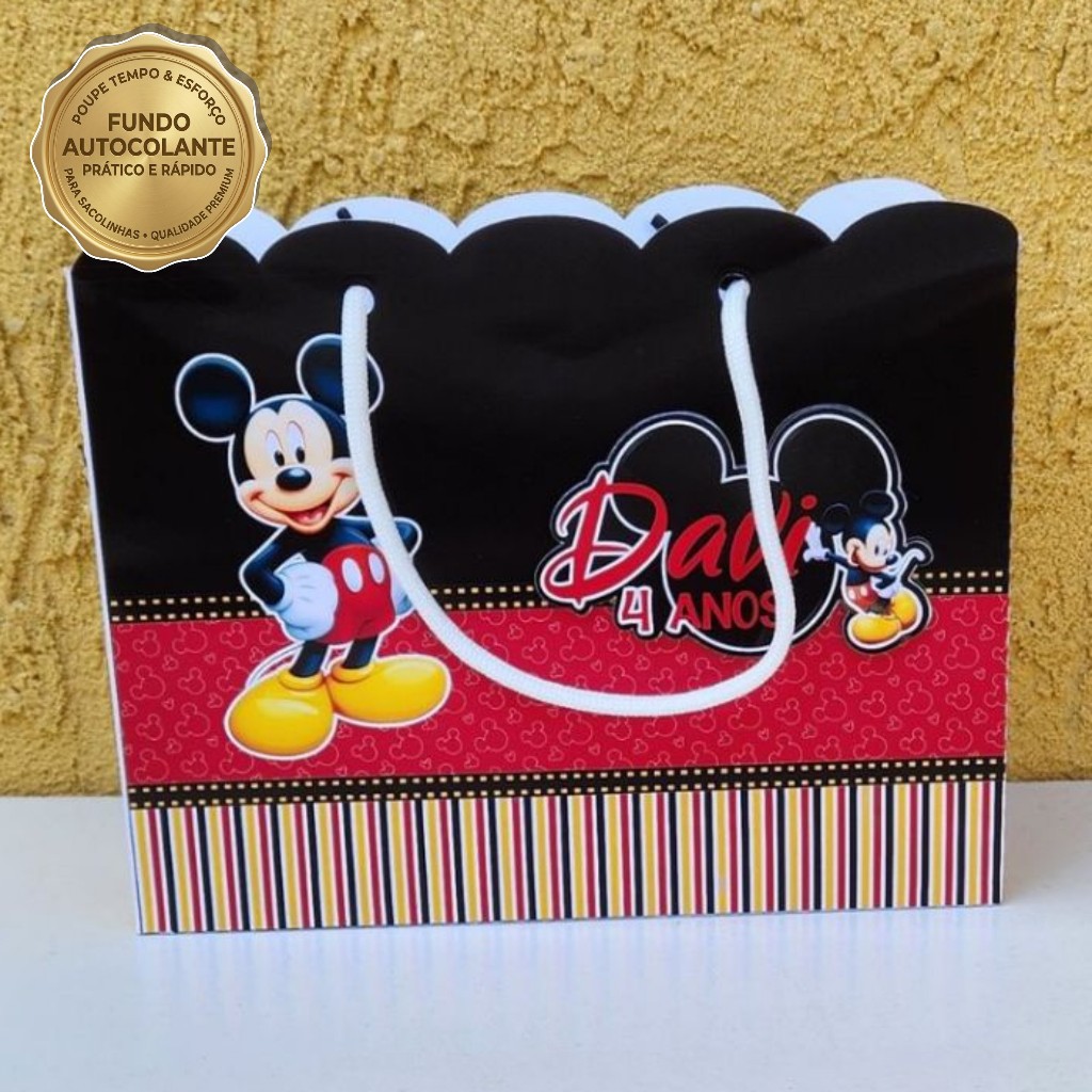 Sacolinha Personalizada Mickey lembrancinha aniversário guloseimas