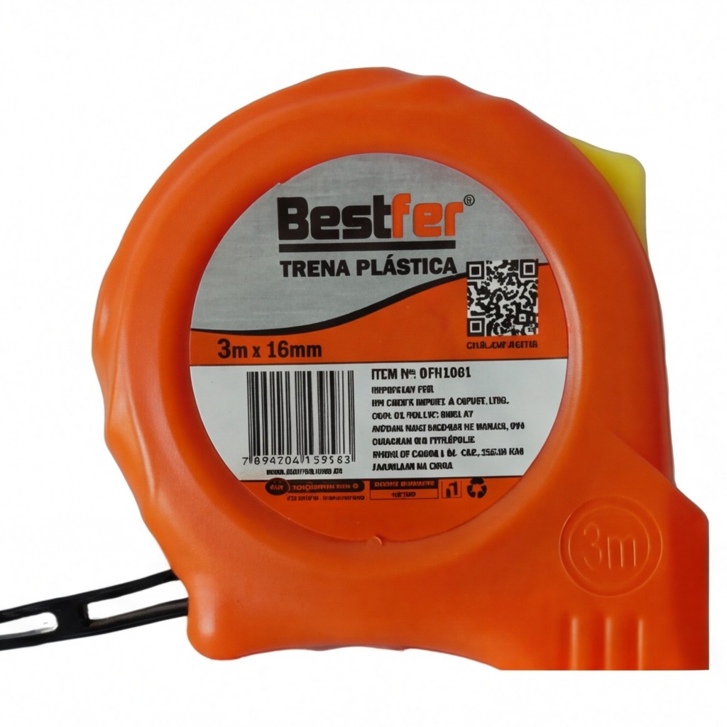 Trena Plástica Em Abs Compacta Resistente Medição Uso Profissional e Doméstico 3 Metros x 16mm