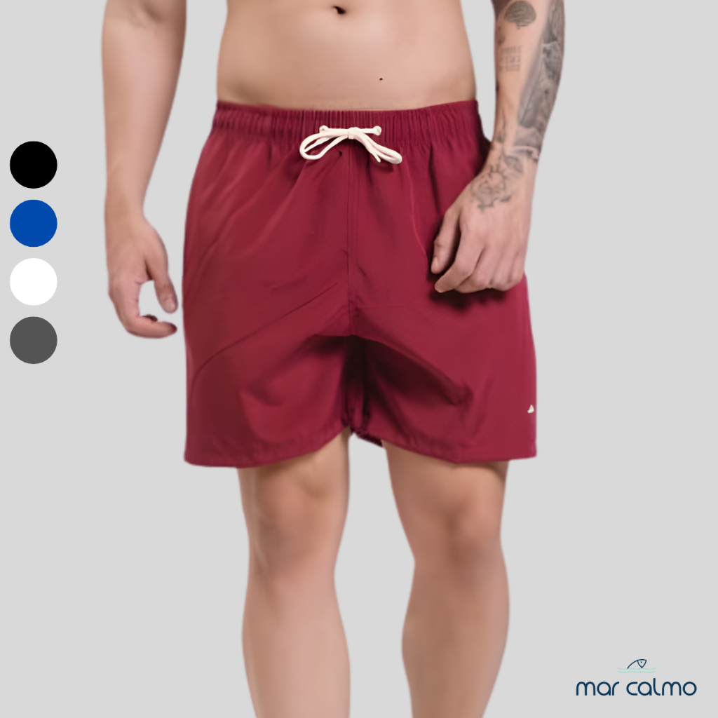 Short tactel masculino elastano premium 3 bolsos cadarço cru liso academia caminhada corrida praia mauricinho