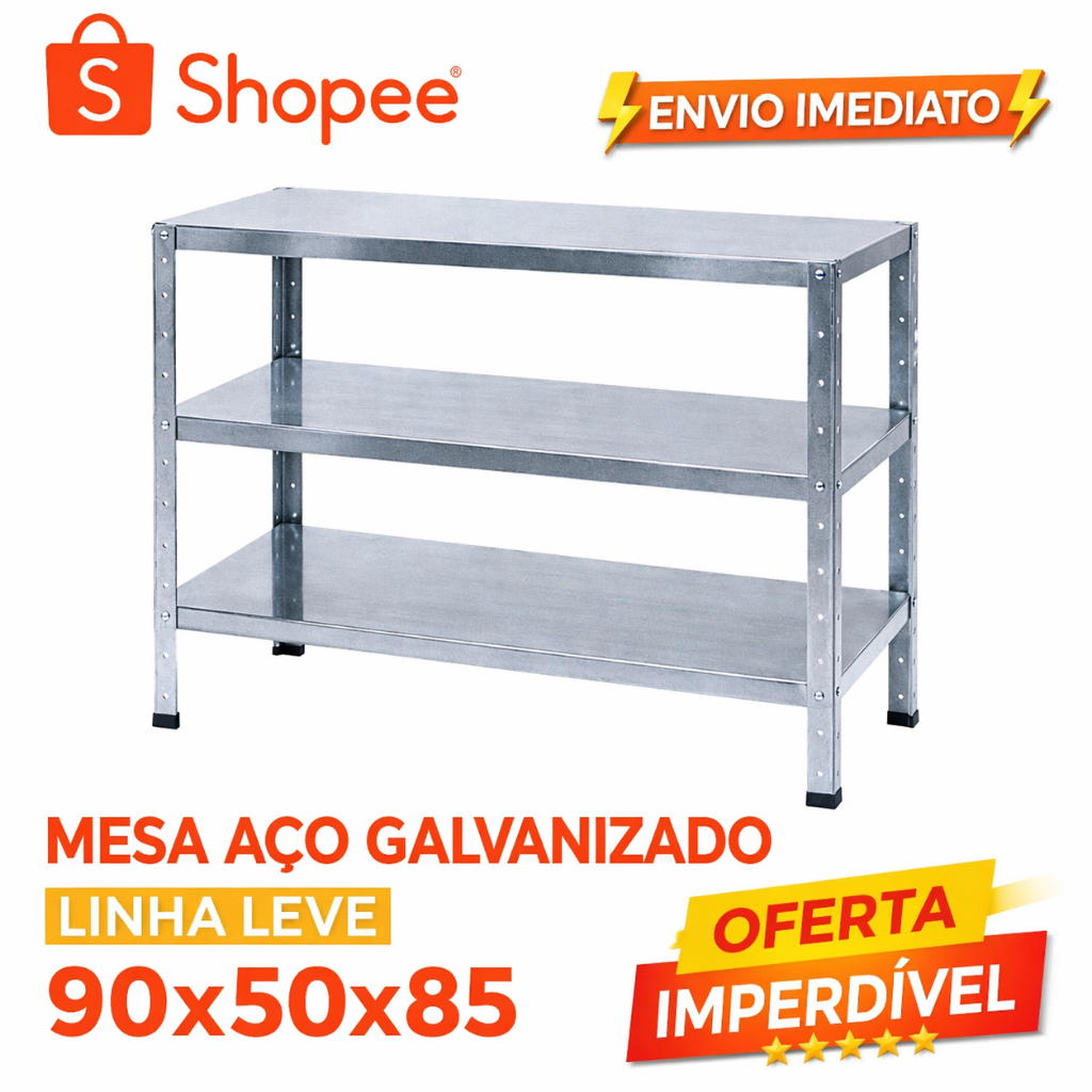 Mesa de Aço Galvanizado Super Resistente– Estrutura Forte | Estilo Industrial | Fácil Montagem