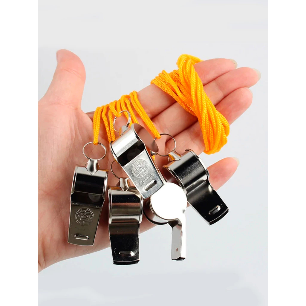 Kit 2 ou 4 Apitos de Metal Profissional com Cordão – Esportivo para Futebol e Arbitragem