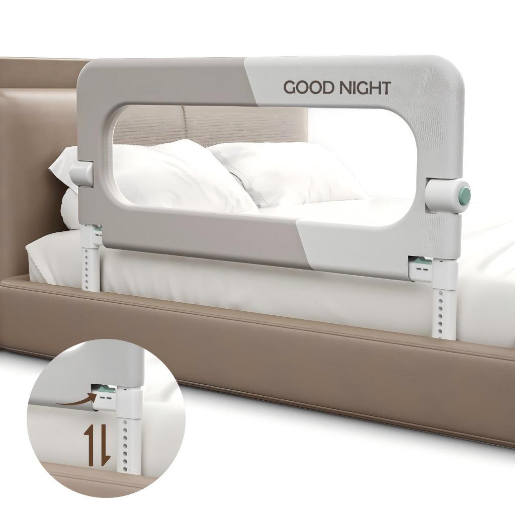 Grade de Cama Infantil com Tela de Segurança Dobrável e Altura Ajustável 120cm/180cm