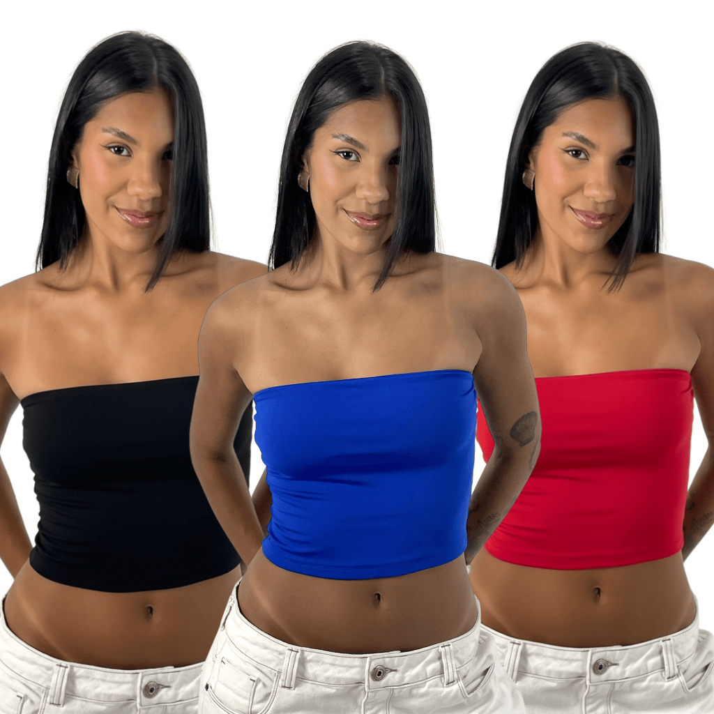 KIT 3 Top Cropped Feminino Tubinho Tomara que Caia em Suplex Premium Básico Estiloso Versátil