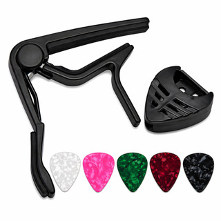 Capotraste Pestana Braçadeira Violão Guitarra Ukulele Kit + Porta Palhetas + 5 Palhetas Bertô