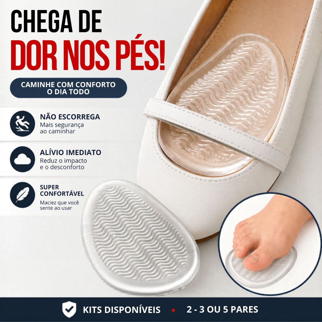 Kit Pares Palmilha Gel Silicone Adesiva Antiderrapante Salto Alto Conforto Dos Pés