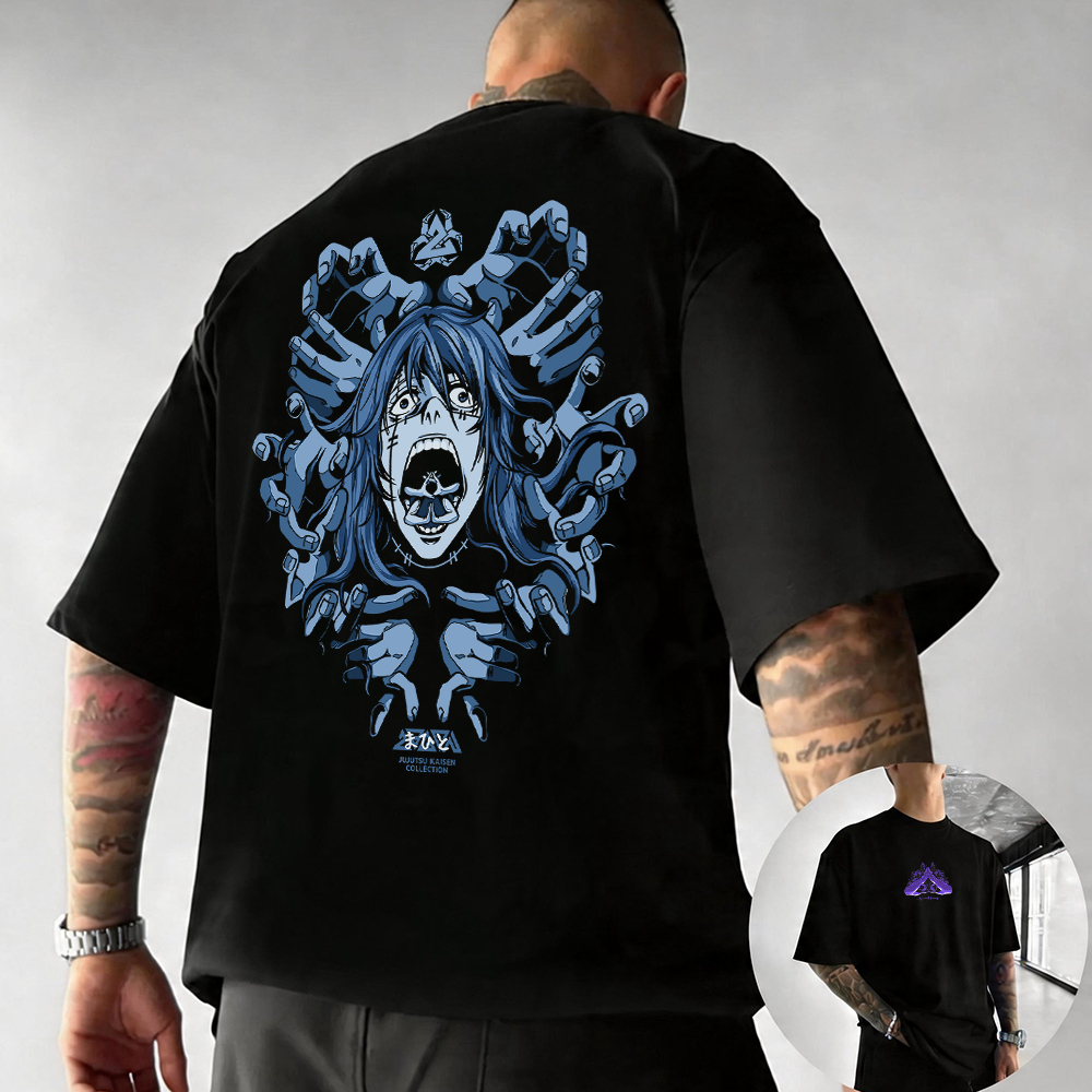 Camiseta Basica e OVERSIZED Mahito Cursed Spirit Realm Patchface Jujutsu Kaisen Anime Unissex