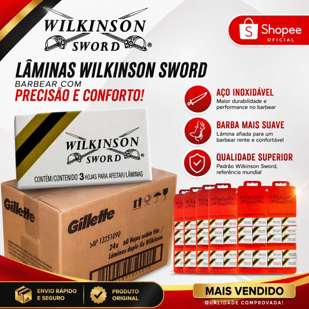 Lâmina de Barbear Wilkinson Sword Original Aço Inox Para Barbear Revenda Promoção