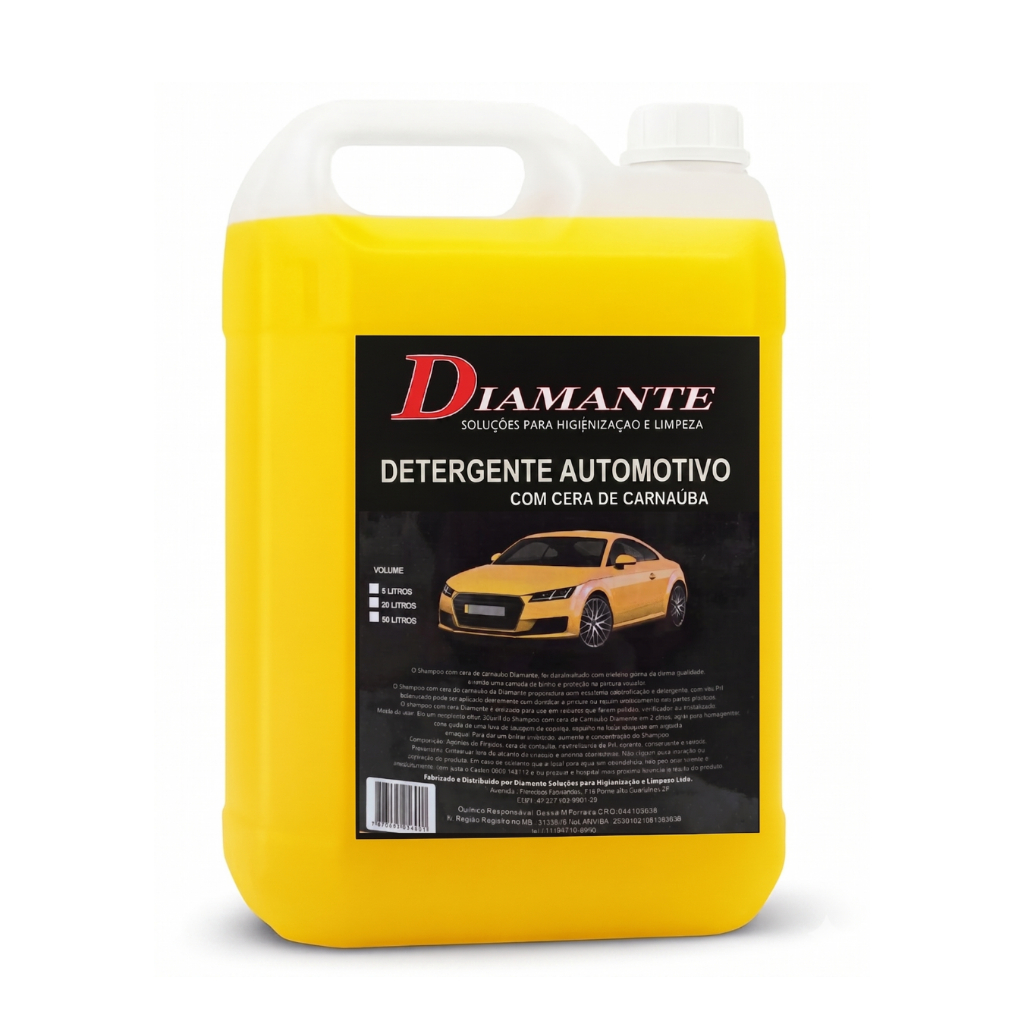 Shampoo Com Cera De Carnaúba 5 Litros Automotivo pH Neutro Qualidade Diamante Alto Brilho 1:15